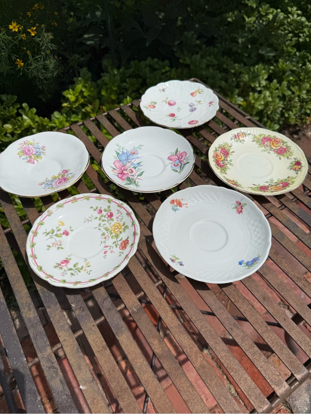 Vintage Floral Porcelain Saucer Set - Assorted Pastel Floral Designs